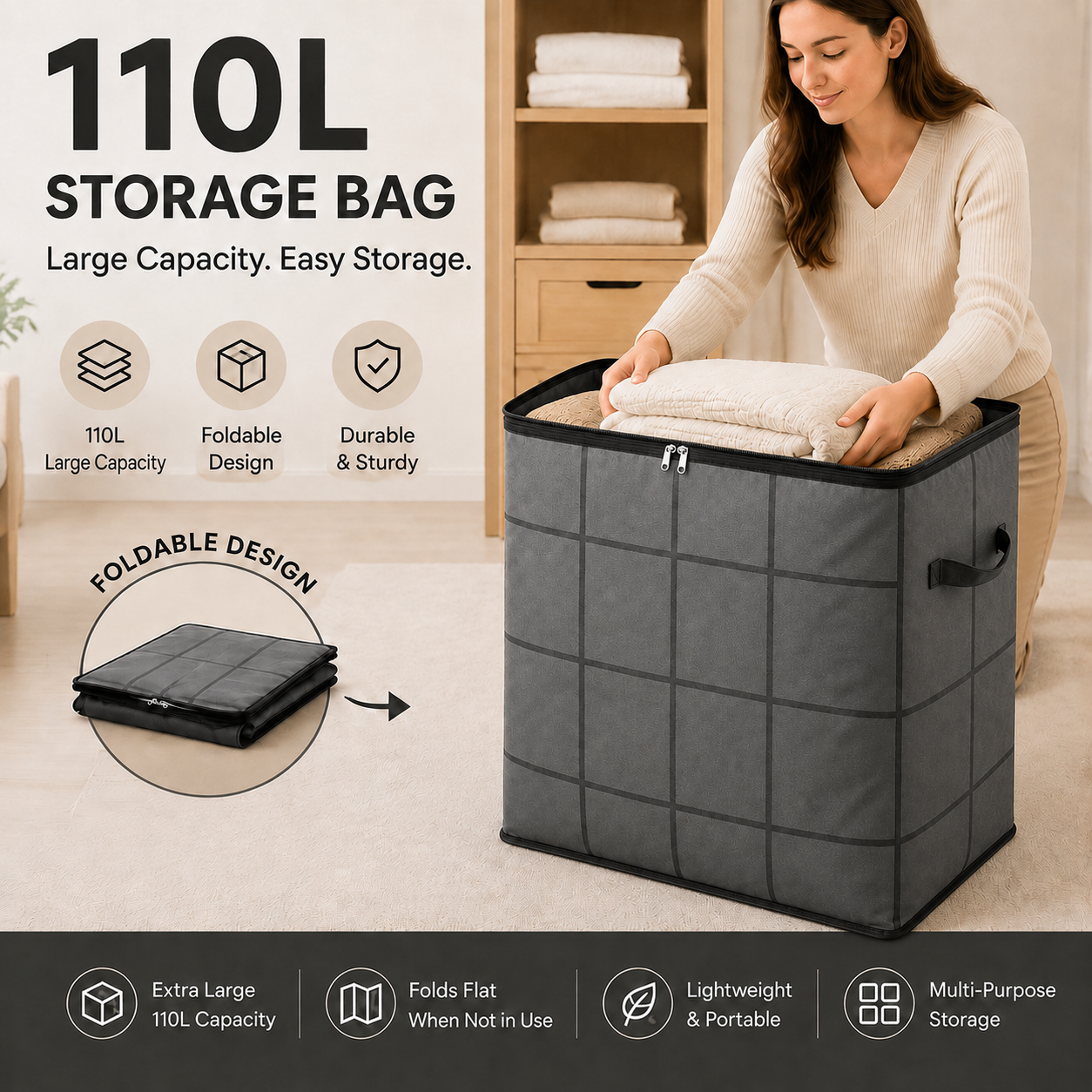 Coopmate® XXL Foldable Easy Move Storage Bag with Handles