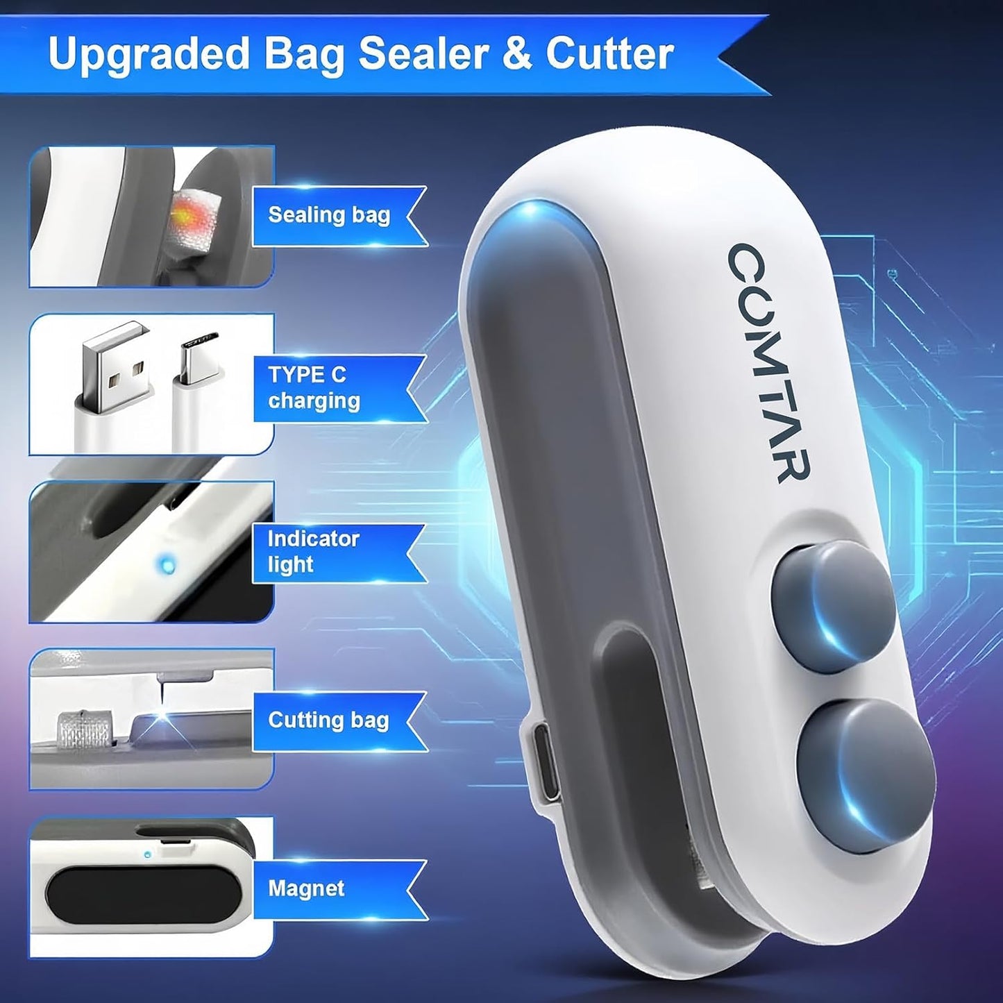 Coopmate® Rechargeable Chip Bag Sealer with Cutter