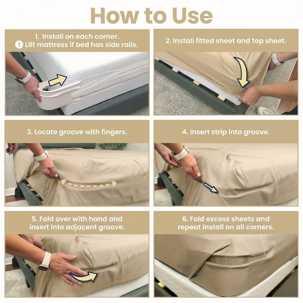 Coopmate® Fitted Bed Sheet Holders Firm Sheet Grip with Invisible Strips