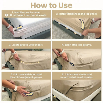 Coopmate® Fitted Bed Sheet Holders Firm Sheet Grip with Invisible Strips