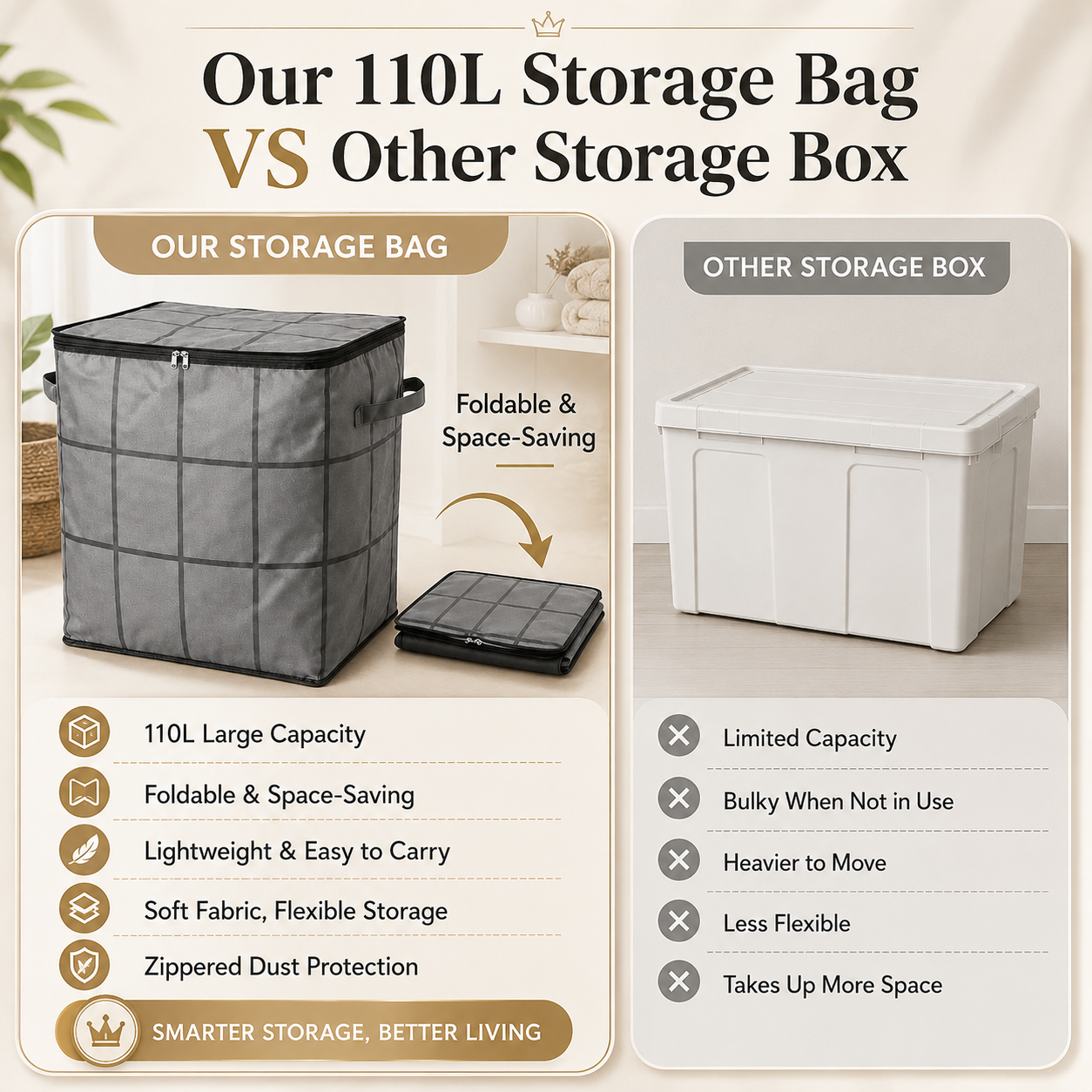 Coopmate® XXL Foldable Easy Move Storage Bag with Handles