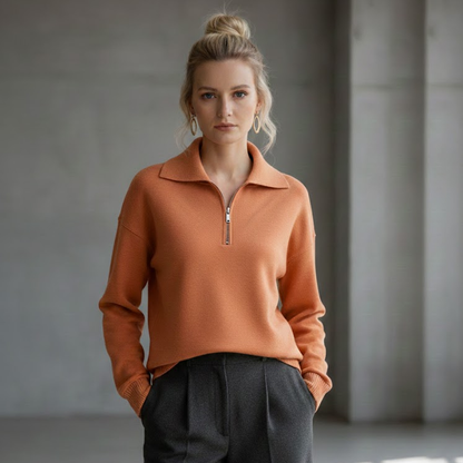 Coopmate® Minimalist Half-Zip Collared Knit Pullover