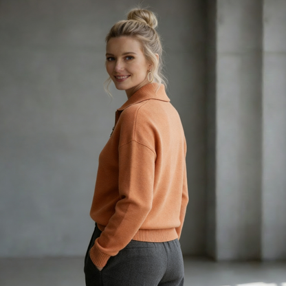 Coopmate® Minimalist Half-Zip Collared Knit Pullover